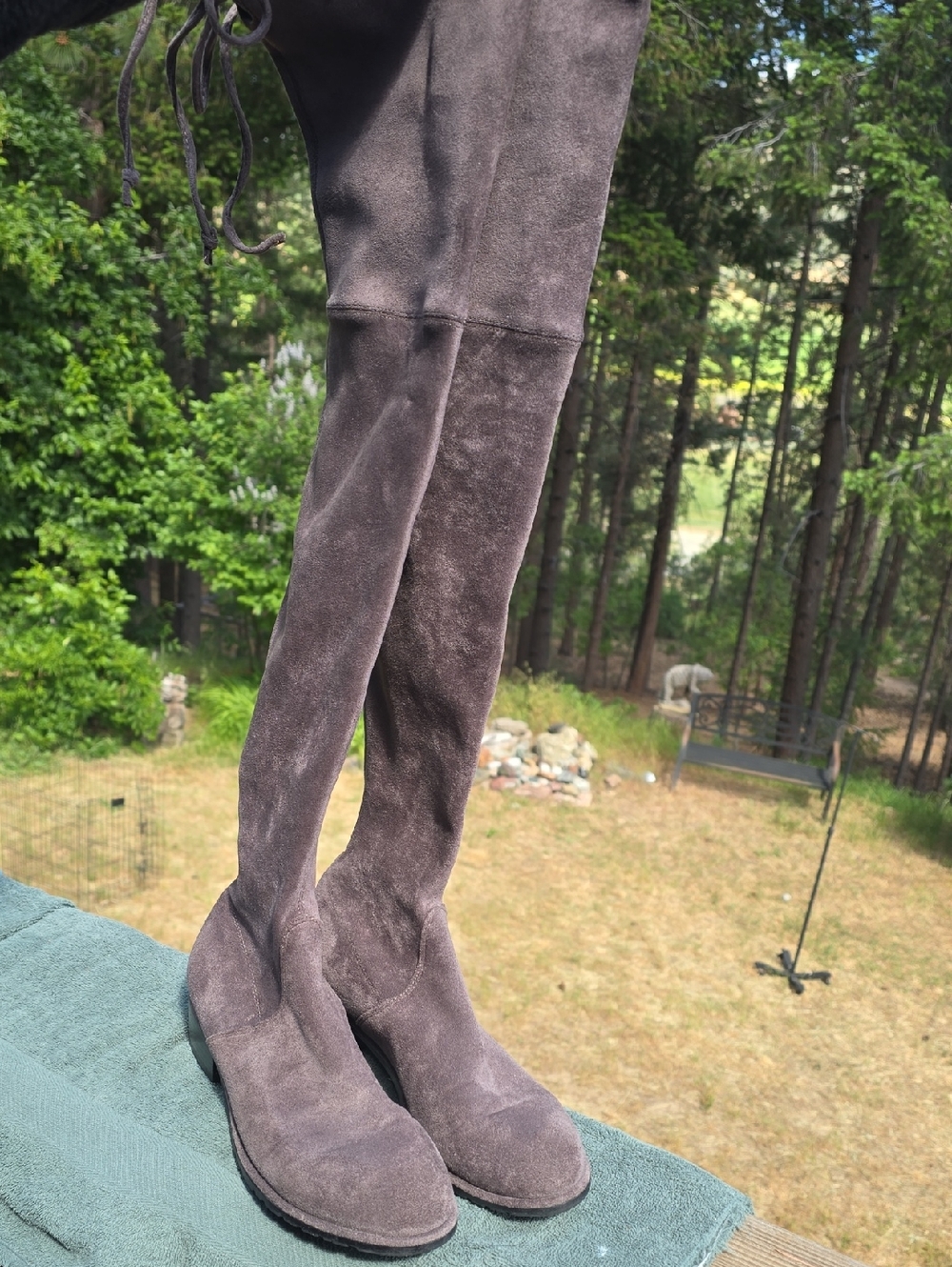 Kaitlyn Pan Women’s Over-the-Knee Faux Suede Boots - Gray
